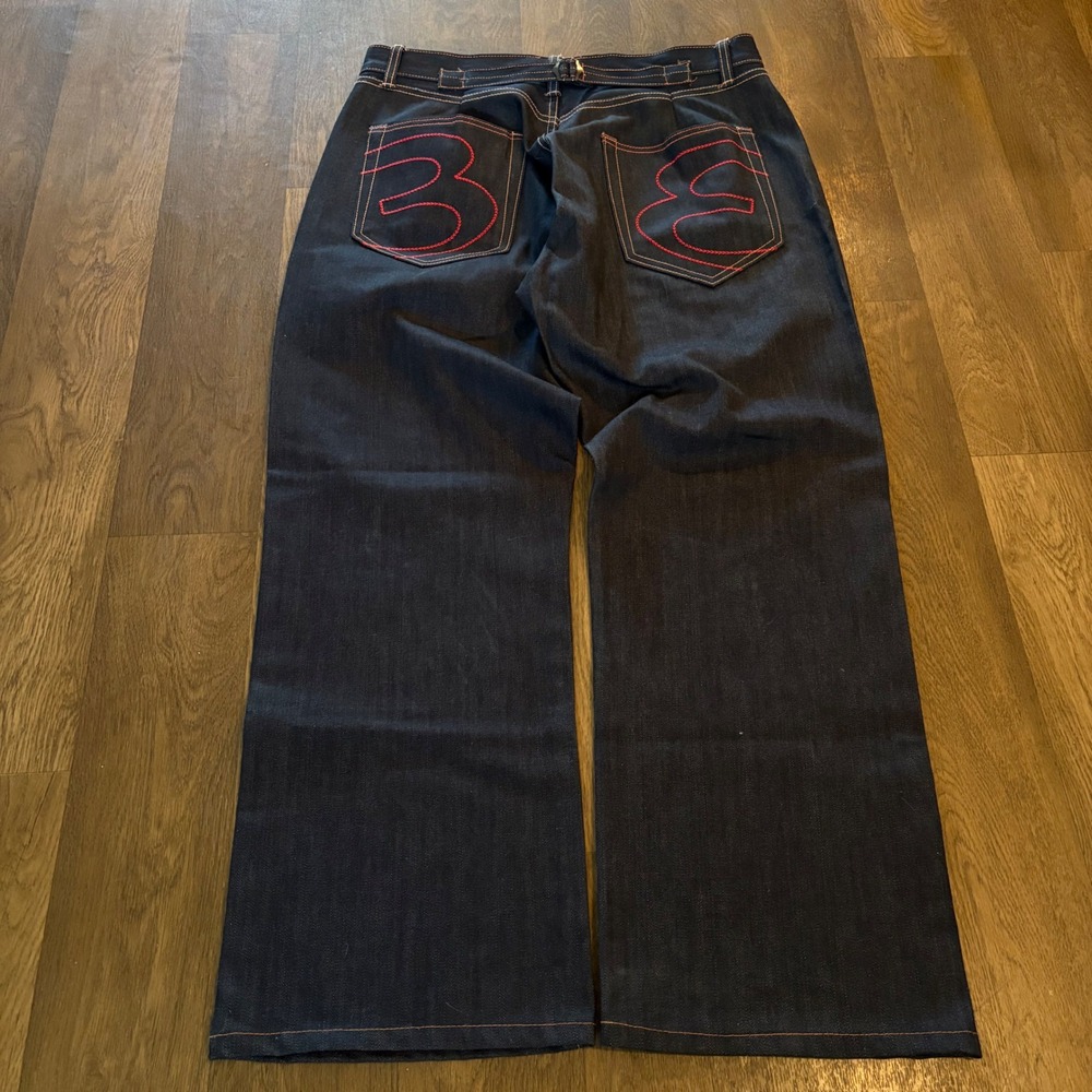 Vintage Y2K Authentic Ed Hardy Buckle Back Selvedge Raw Denim Baggy Fit Jeans